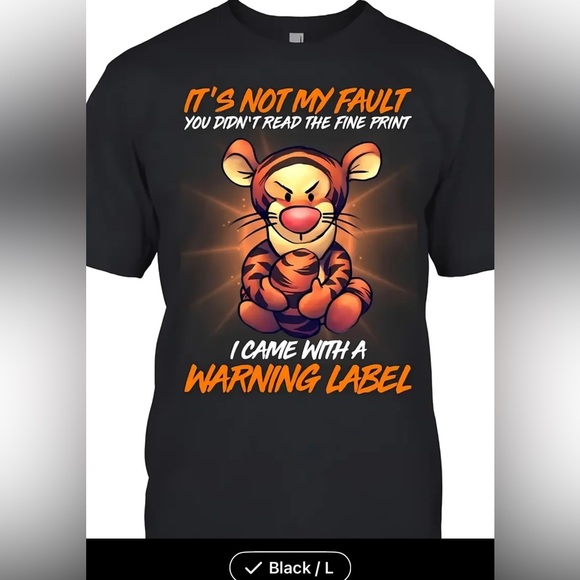 Tops - Black T-Shirt with Cartoon Tiger Print